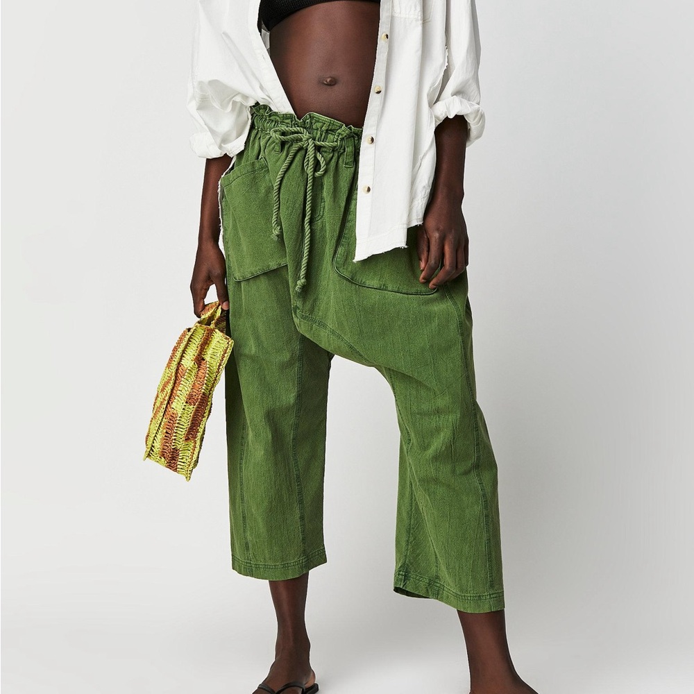 Free People Runyon Oversized Solid Pants Green XS